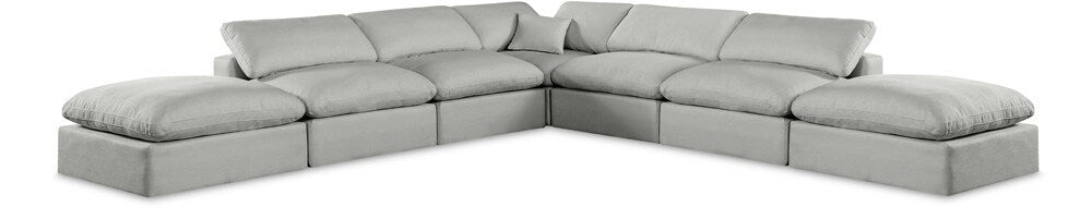 Meridian Furniture - Comfy Grey Linen Textured Fabric Modular Sectional - 7Pc - 187Grey-Sec7C veiw 1