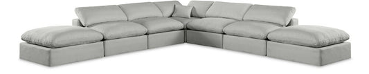 Meridian Furniture - Comfy Grey Linen Textured Fabric Modular Sectional - 7Pc - 187Grey-Sec7C veiw 1