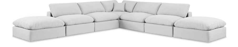 Meridian Furniture - Comfy White Linen Textured Fabric Modular Sectional - 7Pc - 187White-Sec7C veiw 1