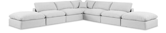 Meridian Furniture - Comfy White Linen Textured Fabric Modular Sectional - 7Pc - 187White-Sec7C veiw 1