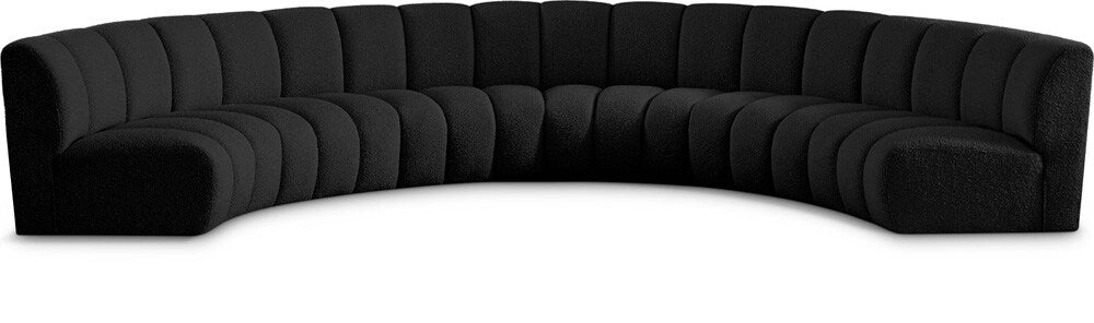 Meridian Furniture - Infinity Black Boucle Fabric 6pc. Modular Sectional - 643Black-6PC veiw 1