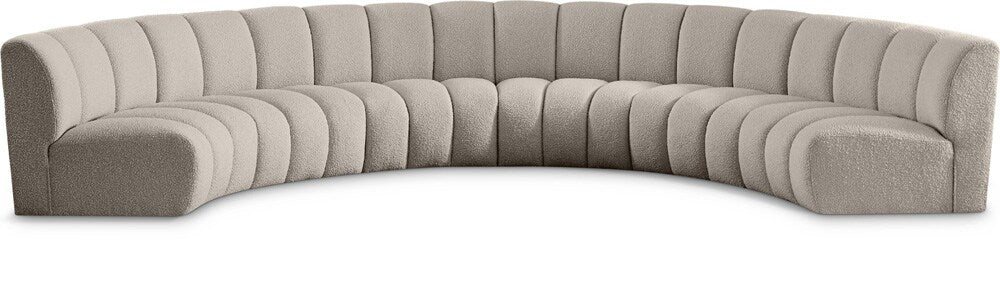 Meridian Furniture - Infinity Brown Boucle Fabric 6pc. Modular Sectional - 643Taupe-6PC veiw 1