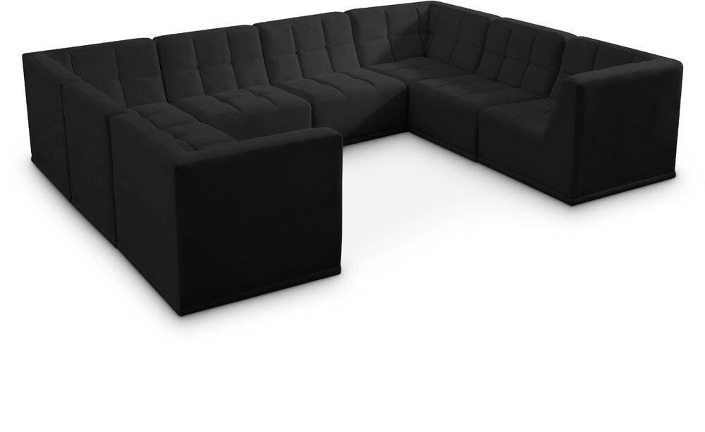 Meridian Furniture - Relax Black Velvet Modular Sectional - 8Pc - 650Black-Sec8A veiw 1