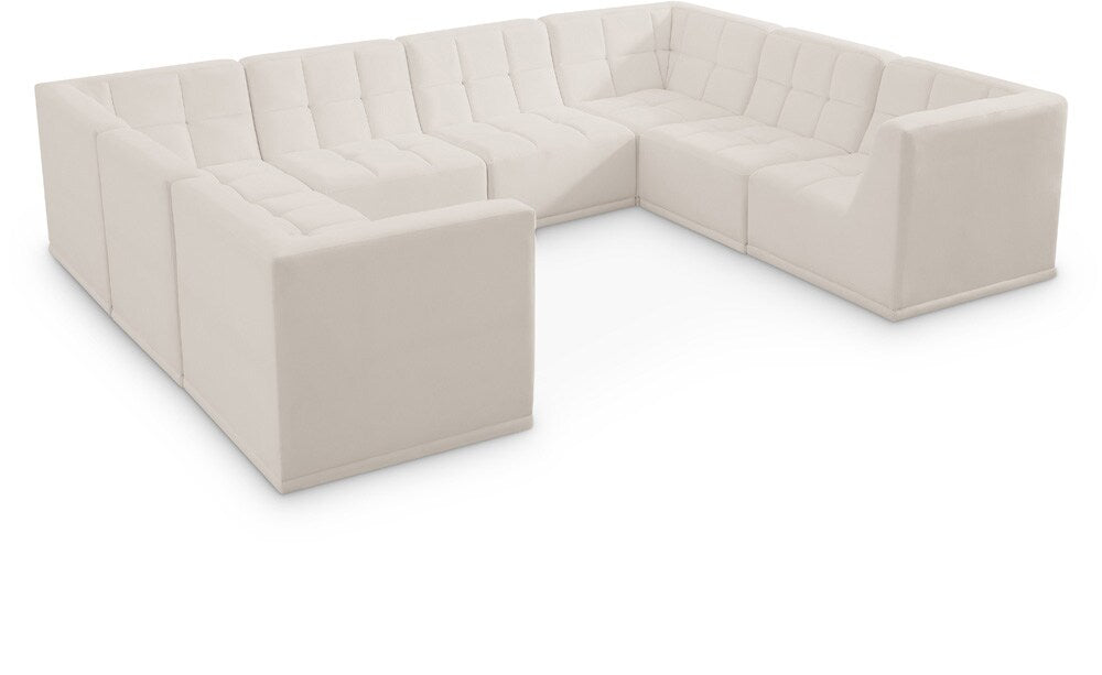 Meridian Furniture - Relax Cream Velvet Modular Sectional - 8Pc - 650Cream-Sec8A veiw 1