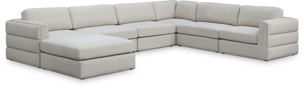 Meridian Furniture - Beckham Beige Durable Linen Textured Fabric Modular Sectional - 7Pc - 681Beige-Sec7A veiw 1