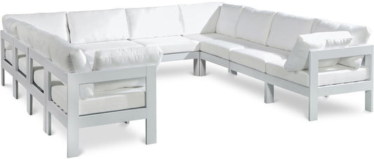 Meridian Furniture - Nizuc White Water Resistant Fabric Outdoor Patio Modular Sectional - 10Pc - 375White-Sec10B veiw 1