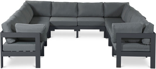 Meridian Furniture - Nizuc Grey Water Resistant Fabric Outdoor Patio Modular Sectional - 10Pc - 376Grey-Sec10B veiw 1
