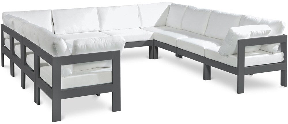 Meridian Furniture - Nizuc White Water Resistant Fabric Outdoor Patio Modular Sectional - 10Pc - 376White-Sec10B veiw 1
