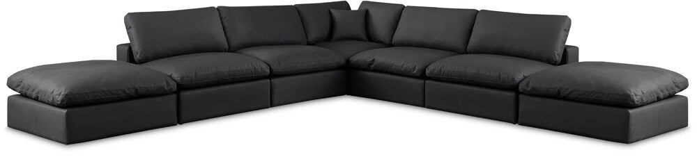 Meridian Furniture - Comfy Black Vegan Leather Modular Sectional - 7Pc - 188Black-Sec7C veiw 1