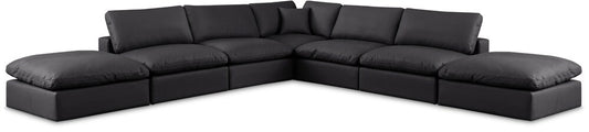 Meridian Furniture - Comfy Black Vegan Leather Modular Sectional - 7Pc - 188Black-Sec7C veiw 1