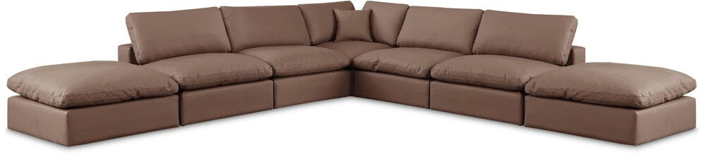 Meridian Furniture - Comfy Brown Vegan Leather Modular Sectional - 7Pc - 188Brown-Sec7C veiw 1