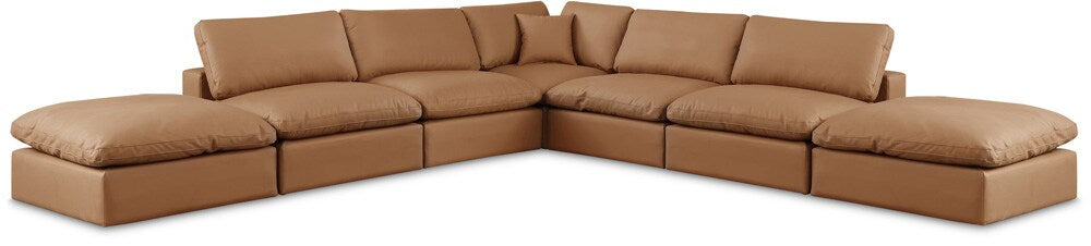 Meridian Furniture - Comfy Cognac Vegan Leather Modular Sectional - 7Pc - 188Cognac-Sec7C veiw 1