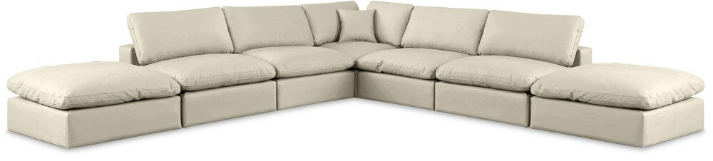 Meridian Furniture - Comfy Cream Vegan Leather Modular Sectional - 7Pc - 188Cream-Sec7C veiw 1