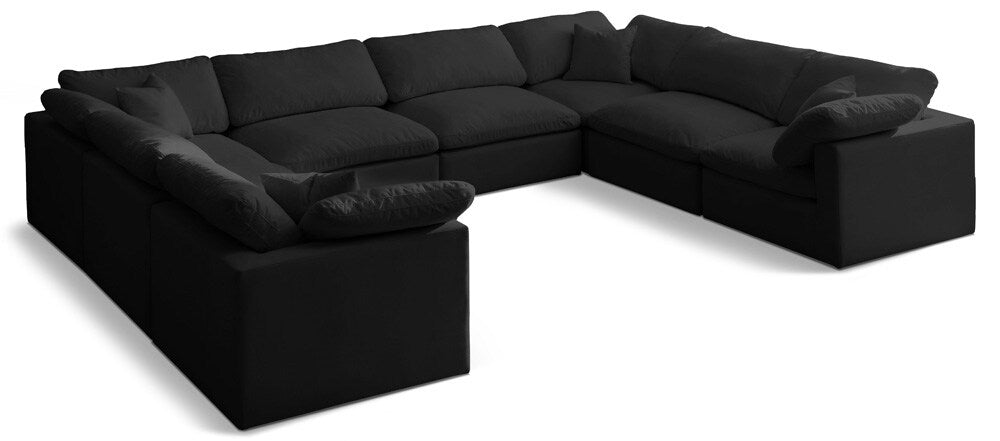 Meridian Furniture - Plush Black Velvet Standard Comfort Modular Sectional - 8Pc - 602Black-Sec8A veiw 1