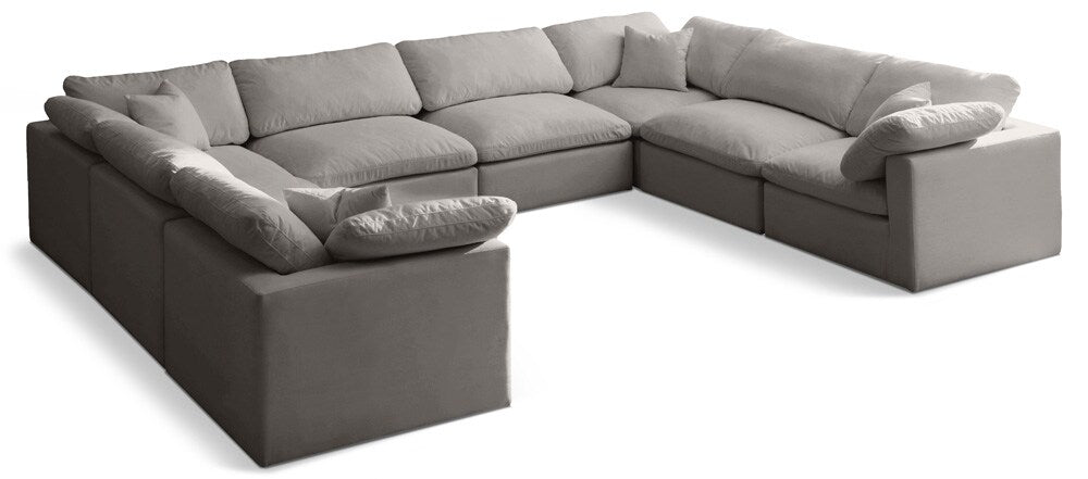 Meridian Furniture - Plush Grey Velvet Standard Comfort Modular Sectional - 8Pc - 602Grey-Sec8A veiw 1