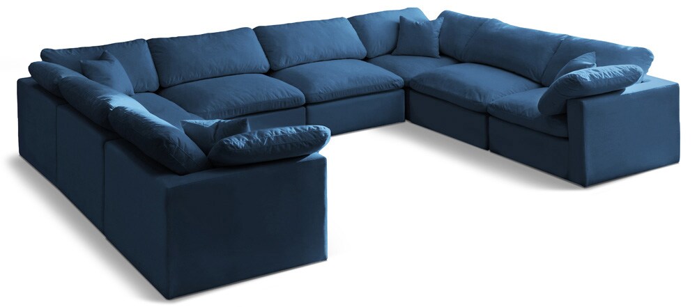 Meridian Furniture - Plush Navy Velvet Standard Comfort Modular Sectional - 8Pc - 602Navy-Sec8A veiw 1