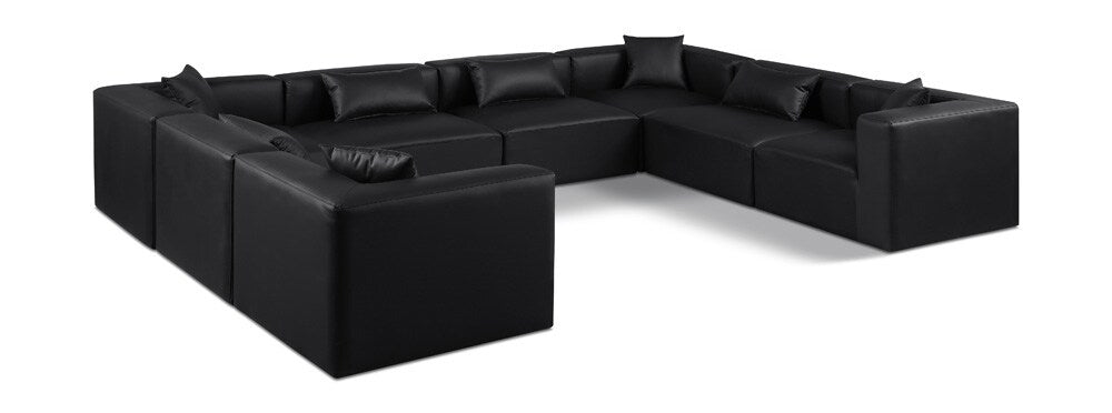Meridian Furniture - Cube Black Vegan Leather Modular Sectional - 8Pc - 668Black-Sec8A veiw 1