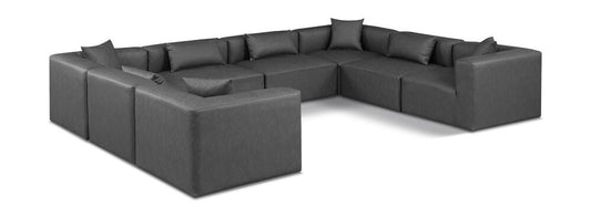 Meridian Furniture - Cube Charcoal Grey Vegan Leather Modular Sectional - 8Pc - 668Grey-Sec8A veiw 1