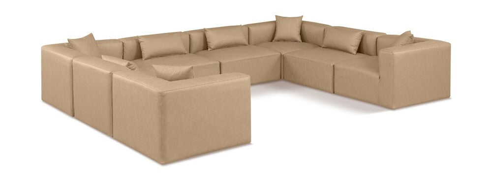 Meridian Furniture - Cube Tan Vegan Leather Modular Sectional - 8Pc - 668Tan-Sec8A veiw 1