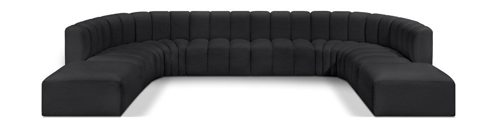 Meridian Furniture - Arc Black Vegan Leather Modular Sofa - 10Pc - 101Black-S10A veiw 1