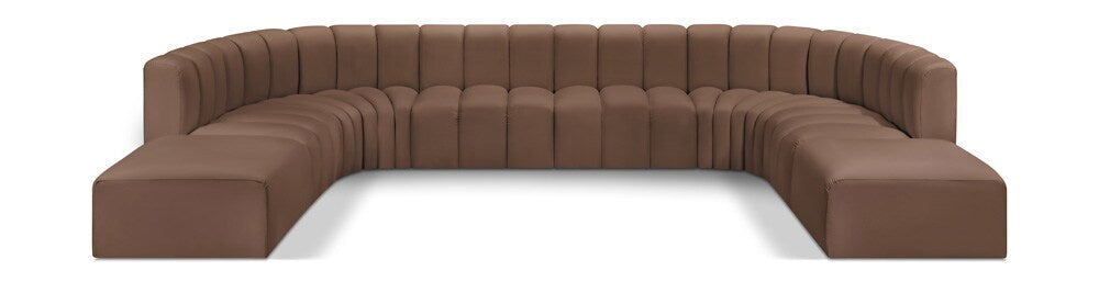 Meridian Furniture - Arc Brown Vegan Leather Modular Sofa - 10Pc - 101Brown-S10A veiw 1