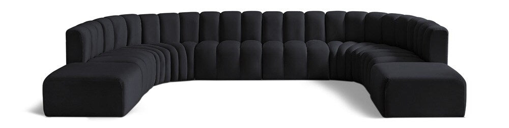 Meridian Furniture - Arc Black Velvet Modular Sofa - 10Pc - 103Black-S10A veiw 1