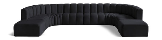 Meridian Furniture - Arc Black Velvet Modular Sofa - 10Pc - 103Black-S10A veiw 1