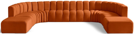 Meridian Furniture - Arc Cognac Velvet Modular Sofa - 10Pc - 103Cognac-S10A veiw 1