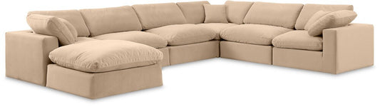 Meridian Furniture - Comfy Beige Velvet Modular Sectional - 7Pc - 189Beige-Sec7A veiw 1