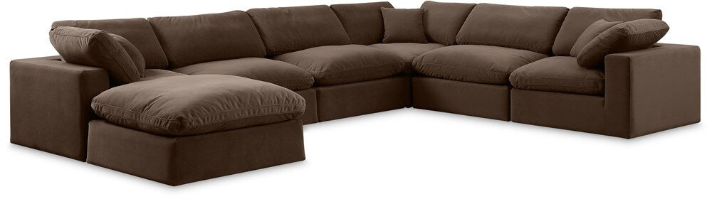 Meridian Furniture - Comfy Brown Velvet Modular Sectional - 7Pc - 189Brown-Sec7A veiw 1