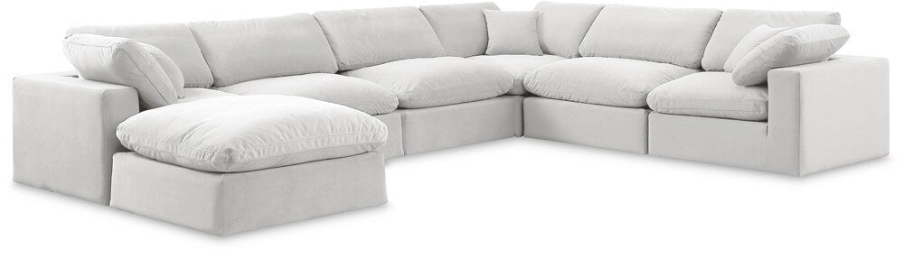 Meridian Furniture - Comfy Cream Velvet Modular Sectional - 7Pc - 189Cream-Sec7A veiw 1