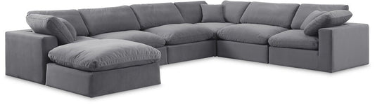 Meridian Furniture - Comfy Grey Velvet Modular Sectional - 7Pc - 189Grey-Sec7A veiw 1