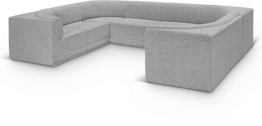 Meridian Furniture - Ollie Grey Boucle Fabric Modular Sectional - 8Pc - 118Grey-Sec8A veiw 1