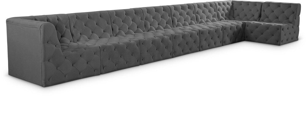 Meridian Furniture - Tuft Grey Velvet Modular Sectional - 8Pc - 680Grey-Sec8C veiw 1