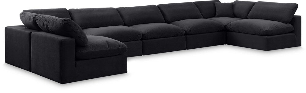 Meridian Furniture - Comfy Black Velvet Modular Sectional - 7Pc - 189Black-Sec7B veiw 1