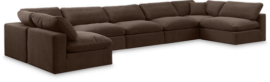 Meridian Furniture - Comfy Brown Velvet Modular Sectional - 7Pc - 189Brown-Sec7B veiw 1