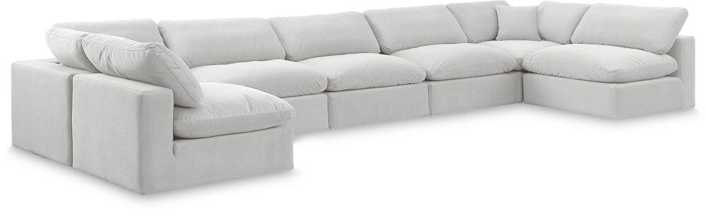 Meridian Furniture - Comfy Cream Velvet Modular Sectional - 7Pc - 189Cream-Sec7B veiw 1