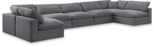 Meridian Furniture - Comfy Grey Velvet Modular Sectional - 7Pc - 189Grey-Sec7B veiw 1