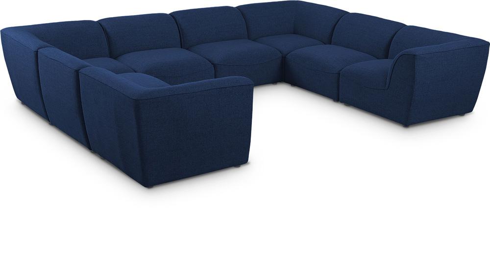 Meridian Furniture - Miramar Navy Durable Linen Textured Modular Sectional - 8Pc - 683Navy-Sec8A veiw 1