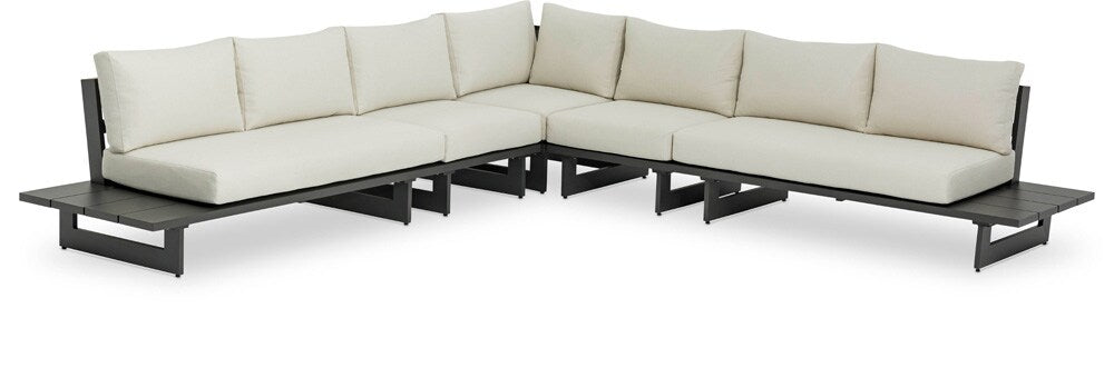 Meridian Furniture - Maldives Cream Water Resistant Fabric Outdoor Patio Modular Sectional - 5Pc - 338Cream-Sec2A veiw 1