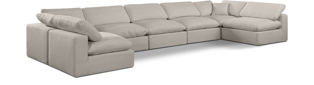 Meridian Furniture - Comfy Beige Linen Textured Fabric Modular Sectional - 7Pc - 187Beige-Sec7B veiw 1