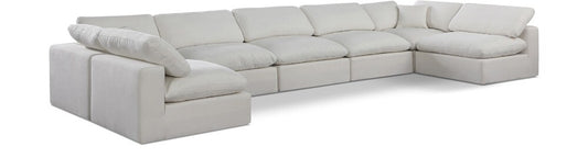Meridian Furniture - Comfy Cream Linen Textured Fabric Modular Sectional - 7Pc - 187Cream-Sec7B veiw 1