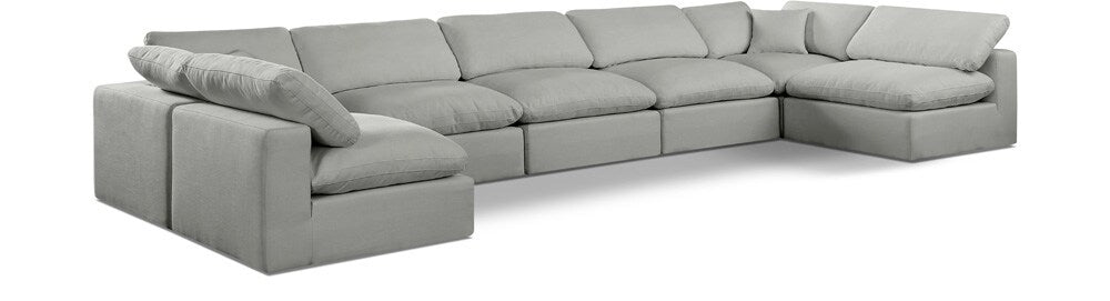 Meridian Furniture - Comfy Grey Linen Textured Fabric Modular Sectional - 7Pc - 187Grey-Sec7B veiw 1