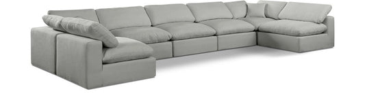 Meridian Furniture - Comfy Grey Linen Textured Fabric Modular Sectional - 7Pc - 187Grey-Sec7B veiw 1