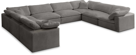 Meridian Furniture - Cozy Grey Velvet Comfort Modular Sectional - 8Pc - 634Grey-Sec8A veiw 1