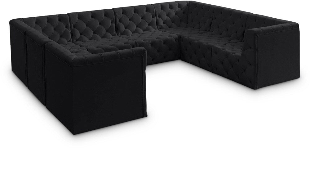 Meridian Furniture - Tuft Black Velvet Modular Sectional - 8Pc - 680Black-Sec8A veiw 1
