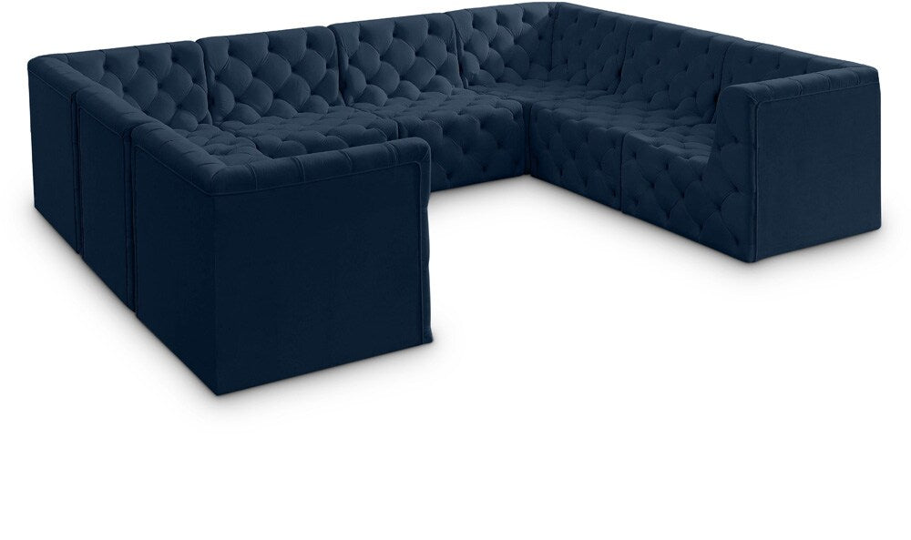 Meridian Furniture - Tuft Navy Velvet Modular Sectional - 8Pc - 680Navy-Sec8A veiw 1
