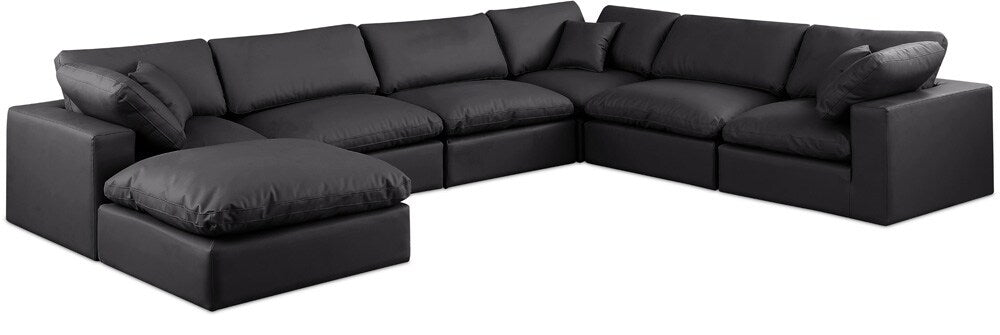 Meridian Furniture - Comfy Black Vegan Leather Modular Sectional - 7Pc - 188Black-Sec7A veiw 1