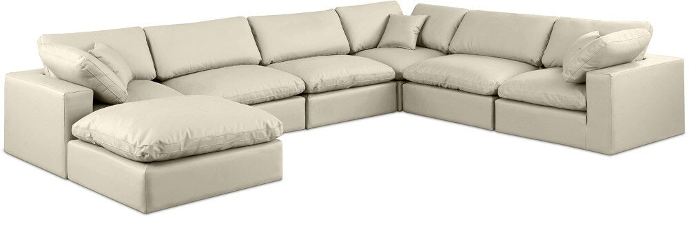 Meridian Furniture - Comfy Cream Vegan Leather Modular Sectional - 7Pc - 188Cream-Sec7A veiw 1