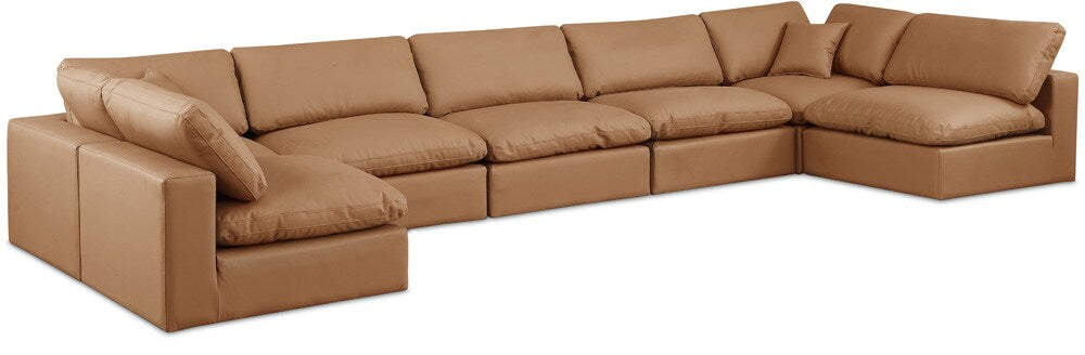 Meridian Furniture - Comfy Cognac Vegan Leather Modular Sectional - 7Pc - 188Cognac-Sec7B veiw 1